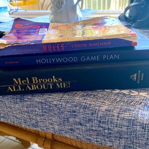 3 books- Hollywood Game Plan, Holes, and All About Me